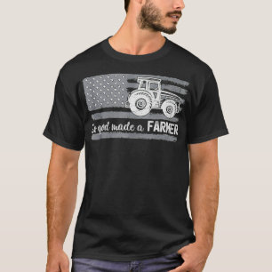 American Flag Tractor So God Made A Farmer T-Shirt