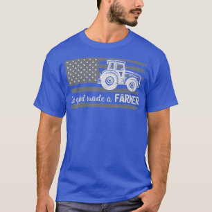 American Flag Tractor So God Made A Farmer T-Shirt