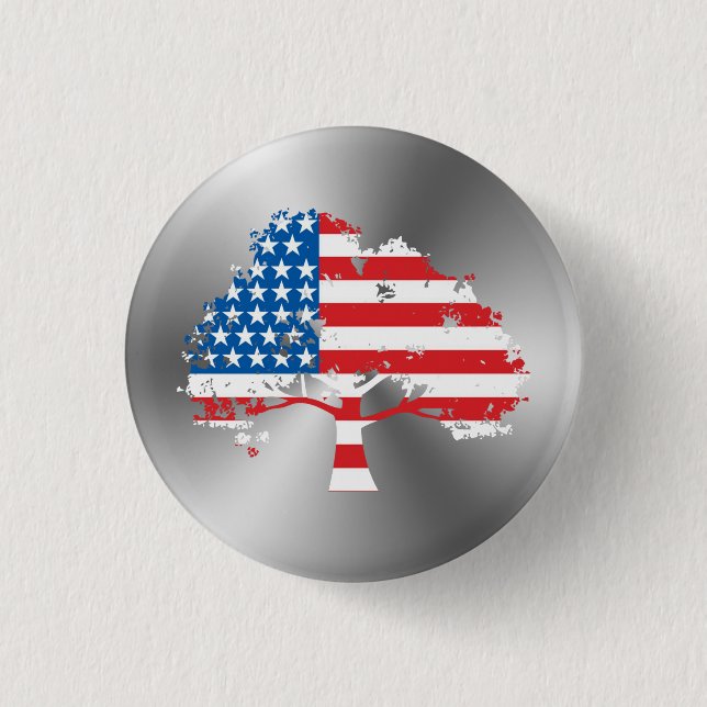 American Flag Tree 3 Cm Round Badge (Front)