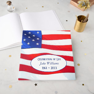 American Flag Tribute for Veteran Memorial Service Guest Book