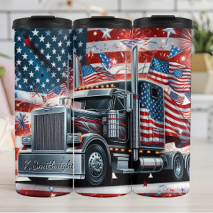 American Flag Truck Dynamic Patriotism Thermal Tumbler