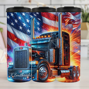 American Flag Truck Fireworks Glory Thermal Tumbler