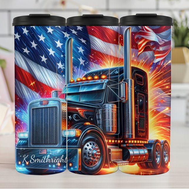 American Flag Truck Fireworks Glory Thermal Tumbler (Creator Uploaded)