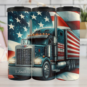 American Flag Truck Patriotic Road Thermal Tumbler