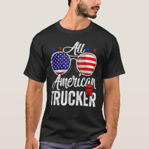American Flag Trucker 4th Of July Patriotic Men Wo T-Shirt