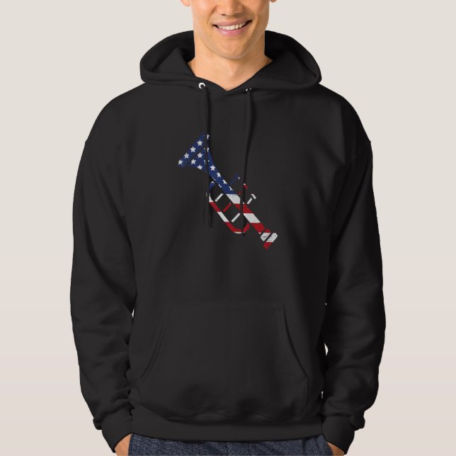 American Flag Trumpet Brass Musical Instrument Cla Hoodie (Front)