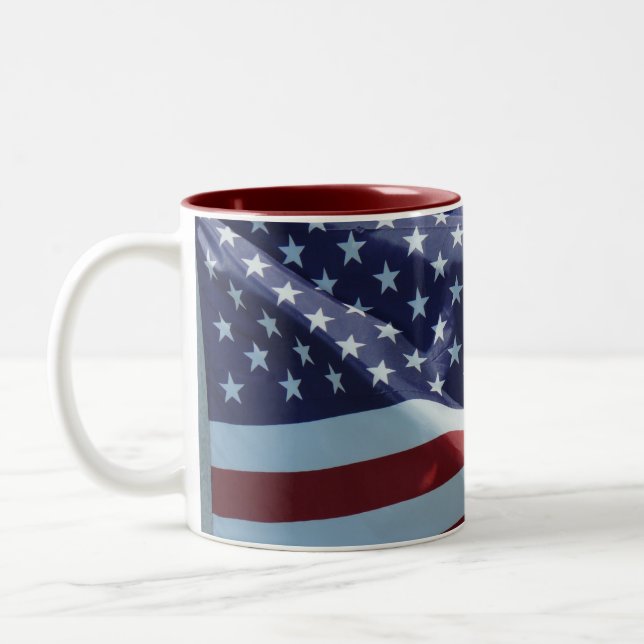 American Flag Two-Tone Coffee Mug (Left)