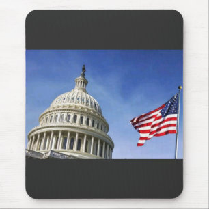 American Flag & U.S. Capitol Patriotic USA Pride Mouse Mat