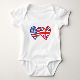 American Flag/Union Jack Flag Hearts Baby Bodysuit