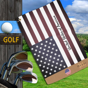 American flag & United States monogrammed USA Golf Towel