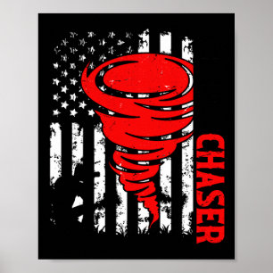 American Flag United States Tornado Storm Chaser O Poster