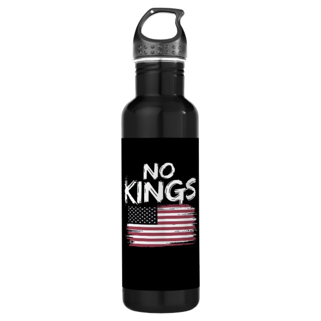American Flag Upside Down Distress No Kings Long F 710 Ml Water Bottle (Front)