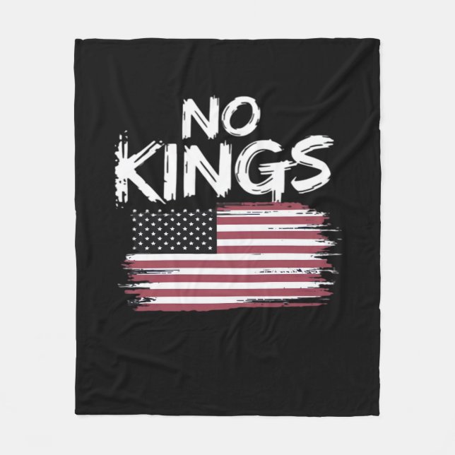 American Flag Upside Down Distress No Kings Long F Fleece Blanket (Front)