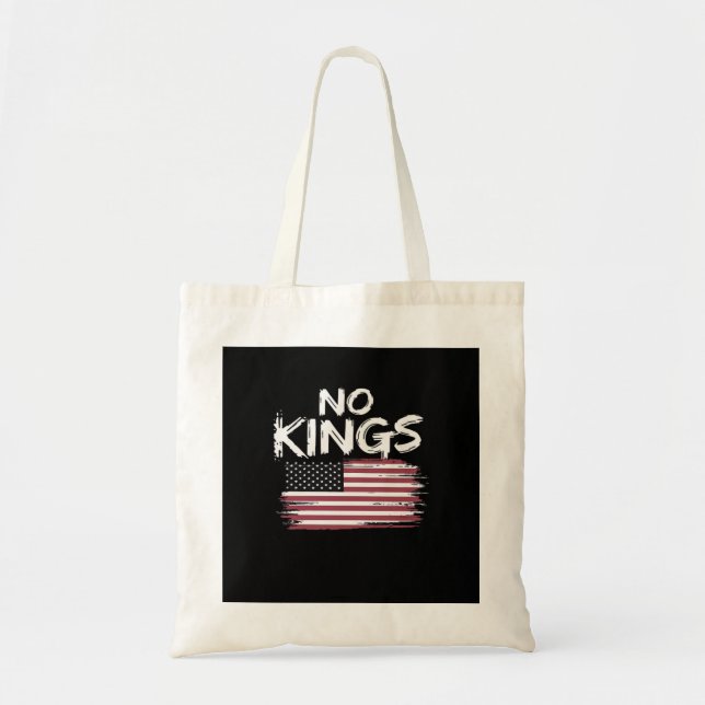 American Flag Upside Down Distress No Kings Long F Tote Bag (Front)