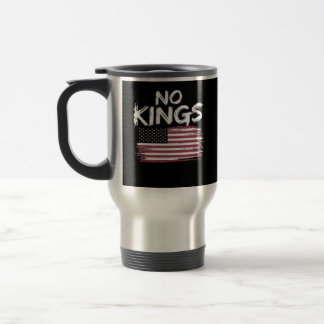 American Flag Upside Down Distress No Kings Long F Travel Mug