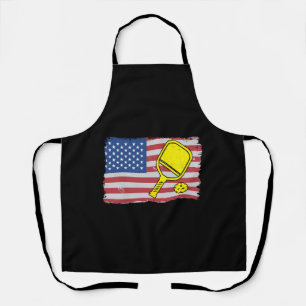 American Flag US 4th Of July Pickleball Funny Apron