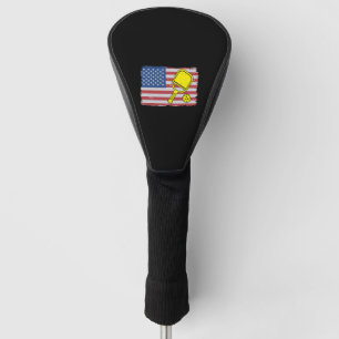 American Flag US 4th Of July Pickleball Funny Golf Head Cover