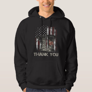 American Flag US Veteran Combat Boots Thank You Ve Hoodie