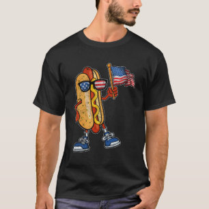 American Flag Usa 4Th Of July Hotdog Sunglasses T-Shirt