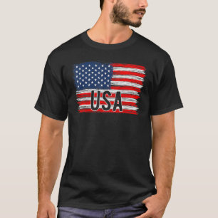 American Flag USA 4th of July Independence Day Pat T-Shirt