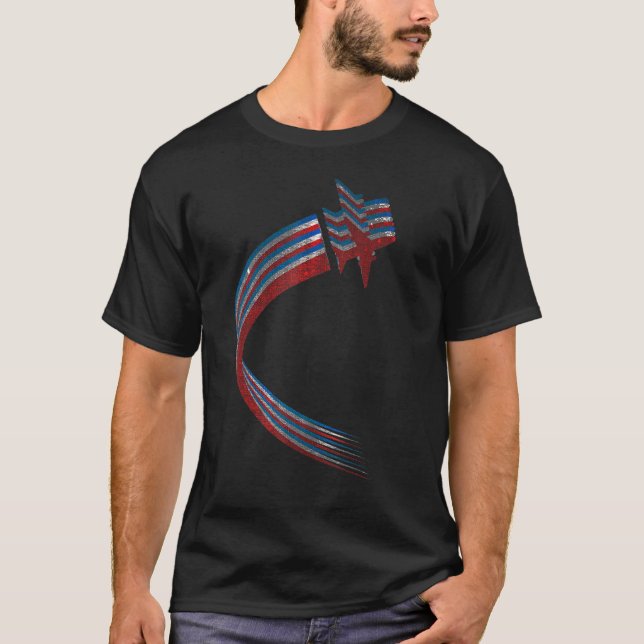 American Flag Usa Aeroplane Jet Fighter 4th Of Jul T-Shirt (Front)