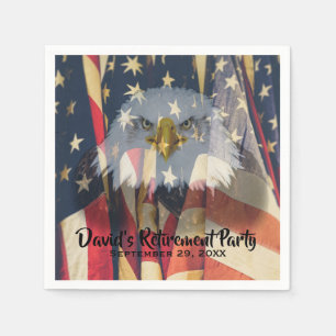 American Flag USA Bald Eagle Military Retirement Napkin