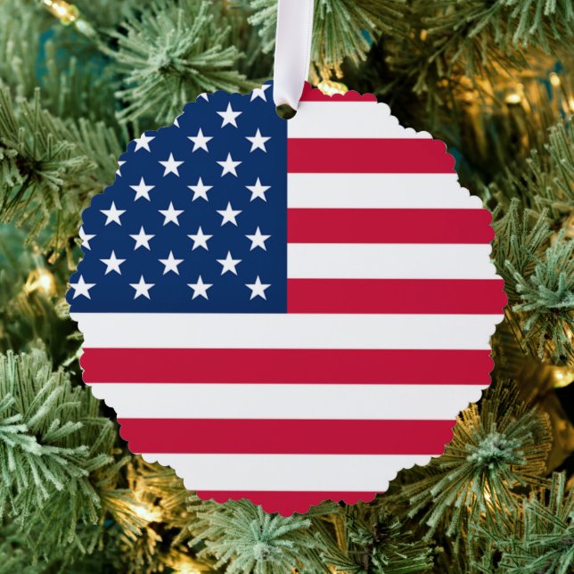 American Flag USA Christmas Ornament Card (Insitu (Tree))