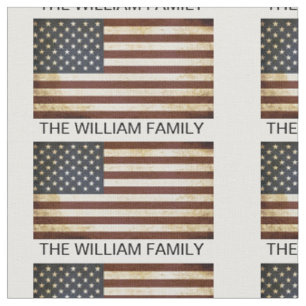 American flag USA Custom Family name patriotic Fabric