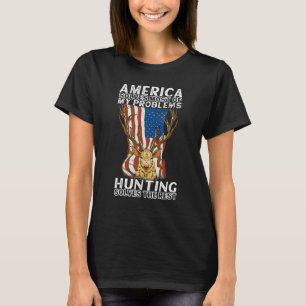 American Flag Usa Deer Hunter Hunt Hunting Apparel T-Shirt