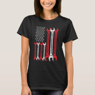 American Flag Usa Diesel Mechanic Automobile Vehic T-Shirt