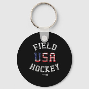 American Flag Usa Field Hockey Player Gift T-shirt Key Ring