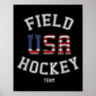 American Flag Usa Field Hockey Player Gift T-shirt Poster