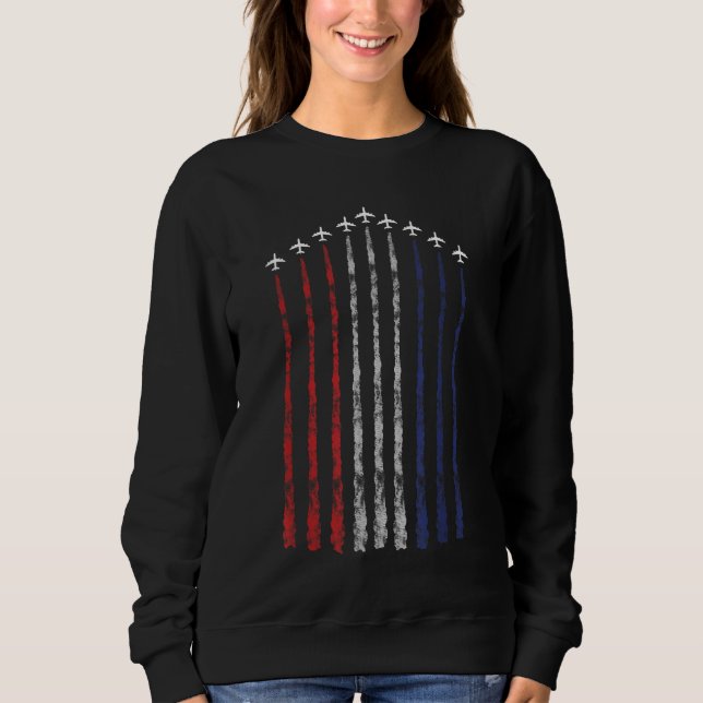 American Flag USA Fighter Jet Con Trail Sweatshirt (Front)