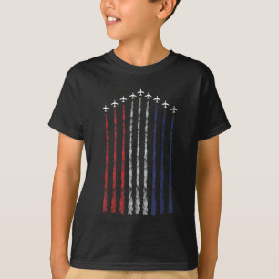 American Flag USA Fighter Jet Con Trail T-Shirt