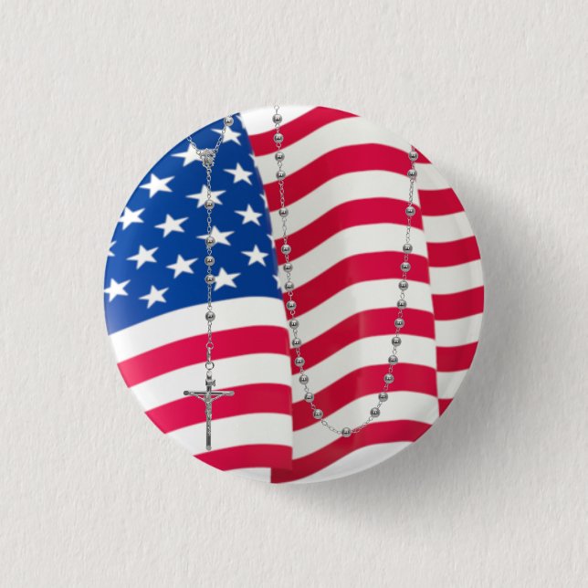 American Flag USA Holy Rosary 3 Cm Round Badge (Front)