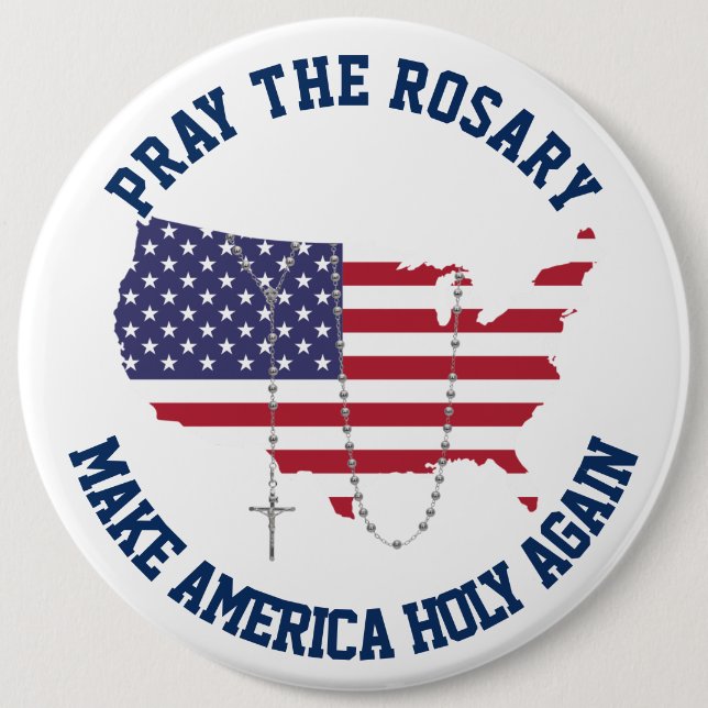 American Flag USA Holy Rosary 6 Cm Round Badge (Front)