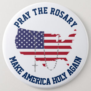 American Flag USA Holy Rosary 6 Cm Round Badge