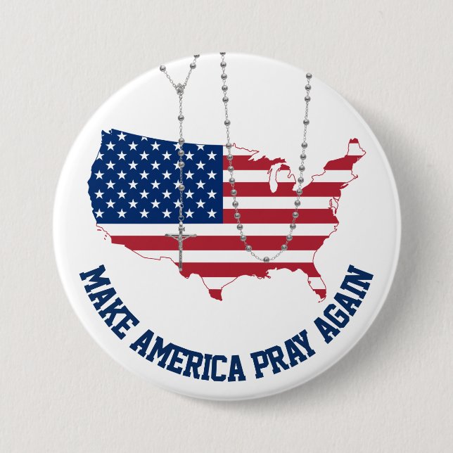 American Flag USA Holy Rosary 7.5 Cm Round Badge (Front)