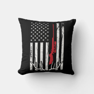 American Flag USA Hunter Hunt Fun Hunting Apparel  Cushion