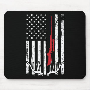 American Flag USA Hunter Hunt Fun Hunting Apparel  Mouse Mat