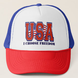 American Flag USA I Choose Freedom Patriotic Trucker Hat