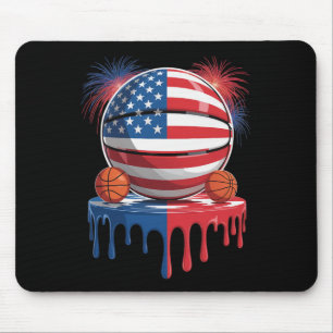 American Flag Usa Ice Cream Drip Game Sketll Drip  Mouse Mat