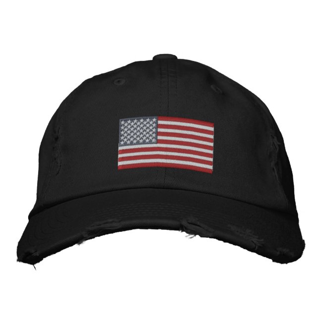American Flag USA Large Embroidery Real Stars! Embroidered Hat (Front)