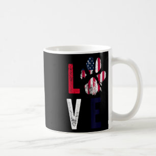 American Flag Usa Love Dog Paw Patriotic 4th Of Ju Coffee Mug