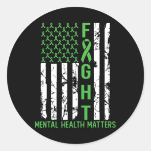 American Flag Usa Mental Health Matters  Classic Round Sticker