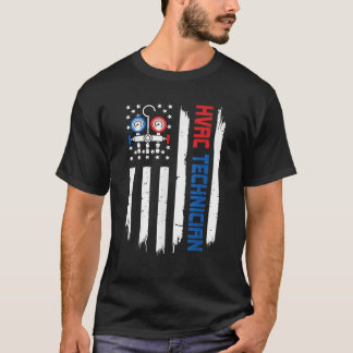 American Flag USA Patriotic 4th of July HVAC Techn T-Shirt