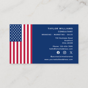 American Flag USA Patriotic America Red White Blue Business Card