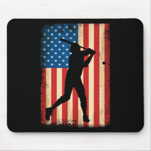 American Flag Usa Patriotic Baseball Lover 4th Of Mouse Mat
