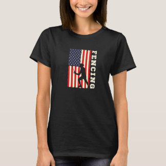American Flag USA Patriotic Fencing Fencing Coach  T-Shirt