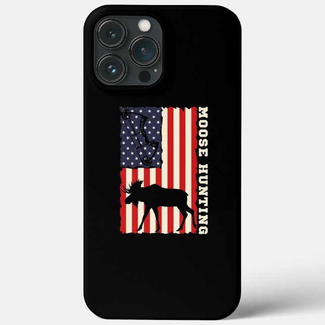 American Flag USA Patriotic Moose Hunting Deer Case-Mate iPhone Case (Back)